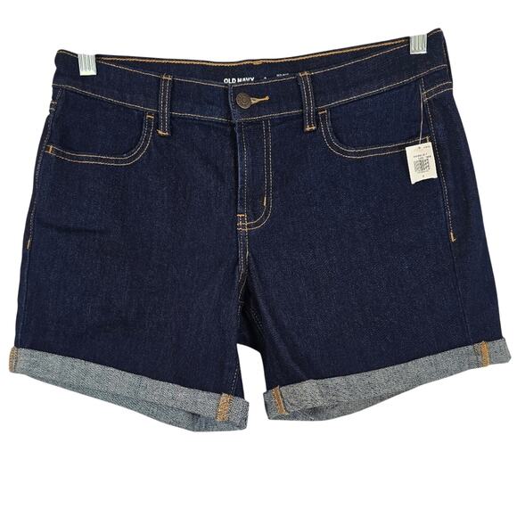 Old Navy Pants - M Old Navy Women Mid-Rise Wow Dark Blue Jean Denim Shorts NWT Size 2 Rolled Hem